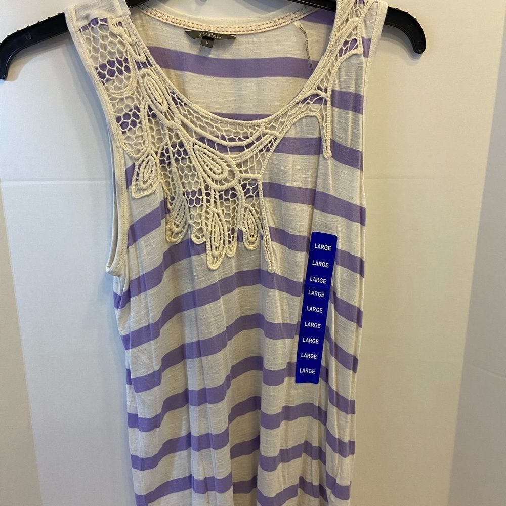 Popori‎ collection tank top striped purple L new